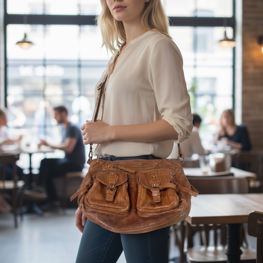 CapoVerso Shoulder Bag Brown Leather Hobo Made in Italy Boho Vintage